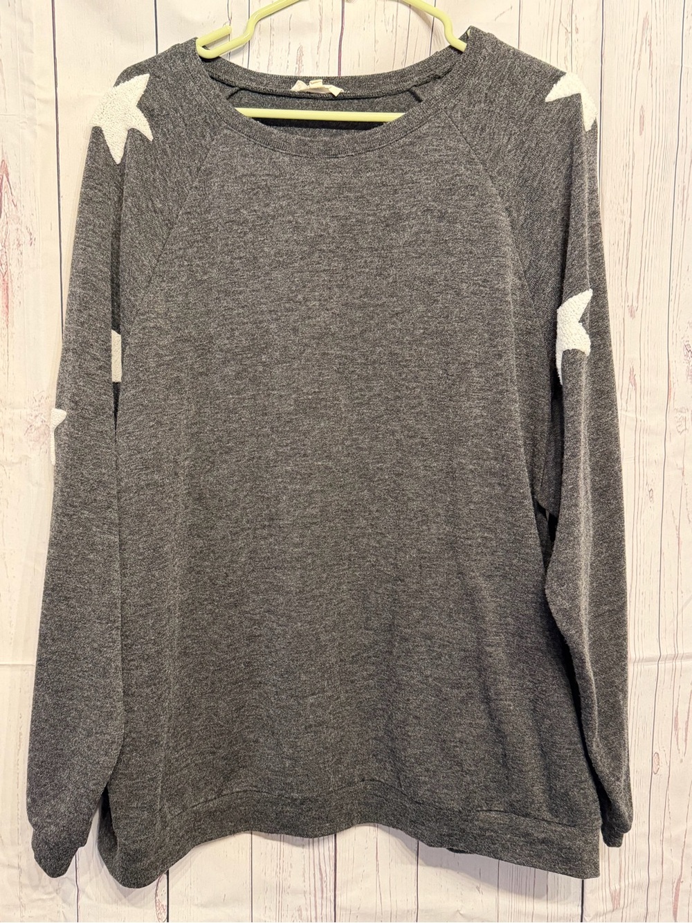 Cozy Gray Star Sleeve Sweatshirt - Women's Pullover